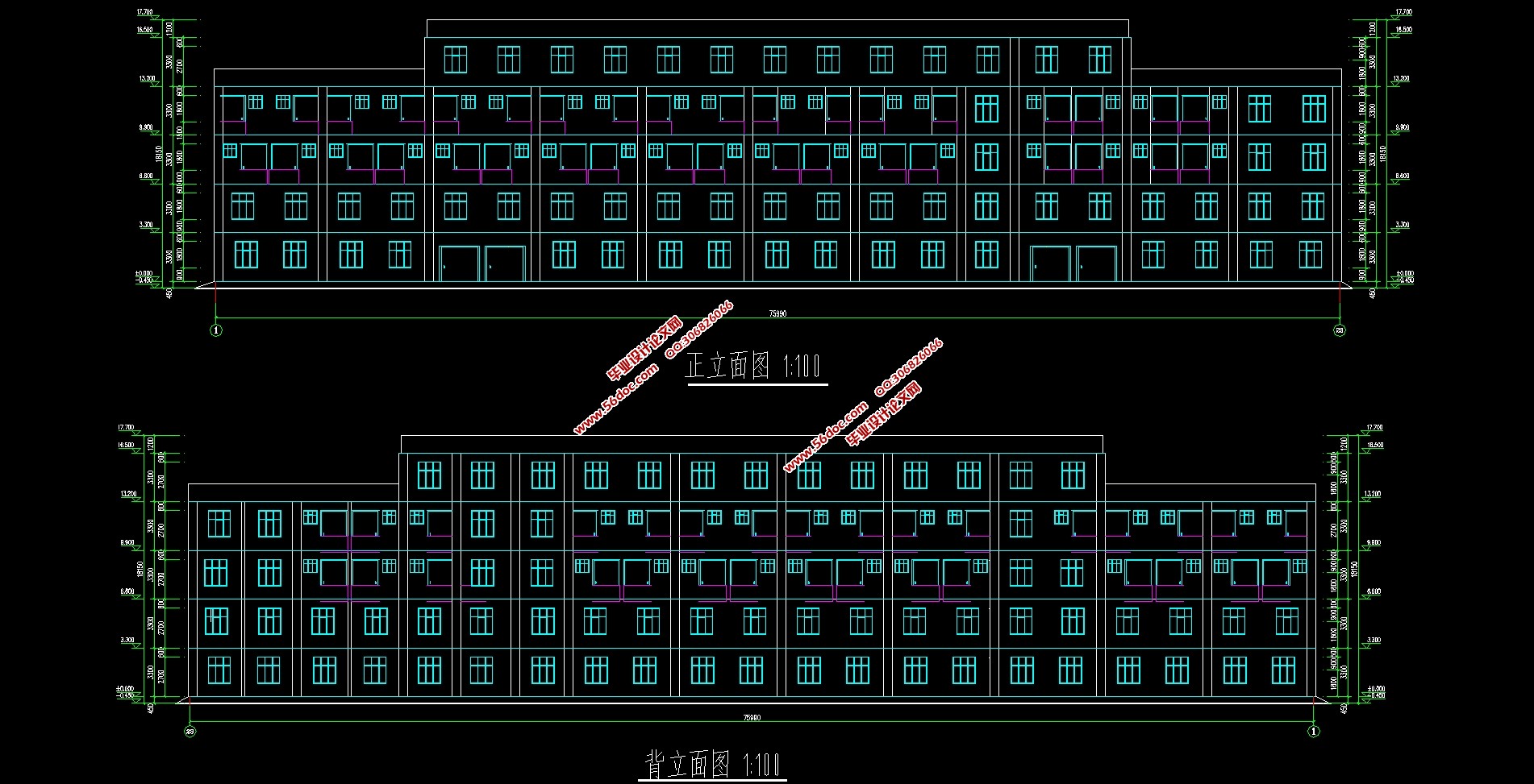 济南市五层6100平米商务酒店设计(建筑图,结构图)