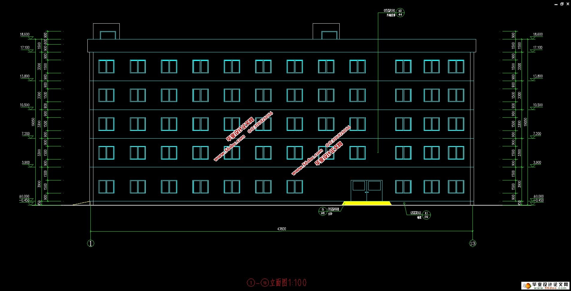 五层5300平米汨罗宾馆(建筑结构,电算和手算,工程量清单)