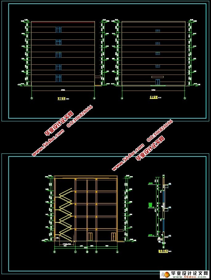 五层4700平米大同工程学院图书馆设计(建筑图,结构图,总平面图)