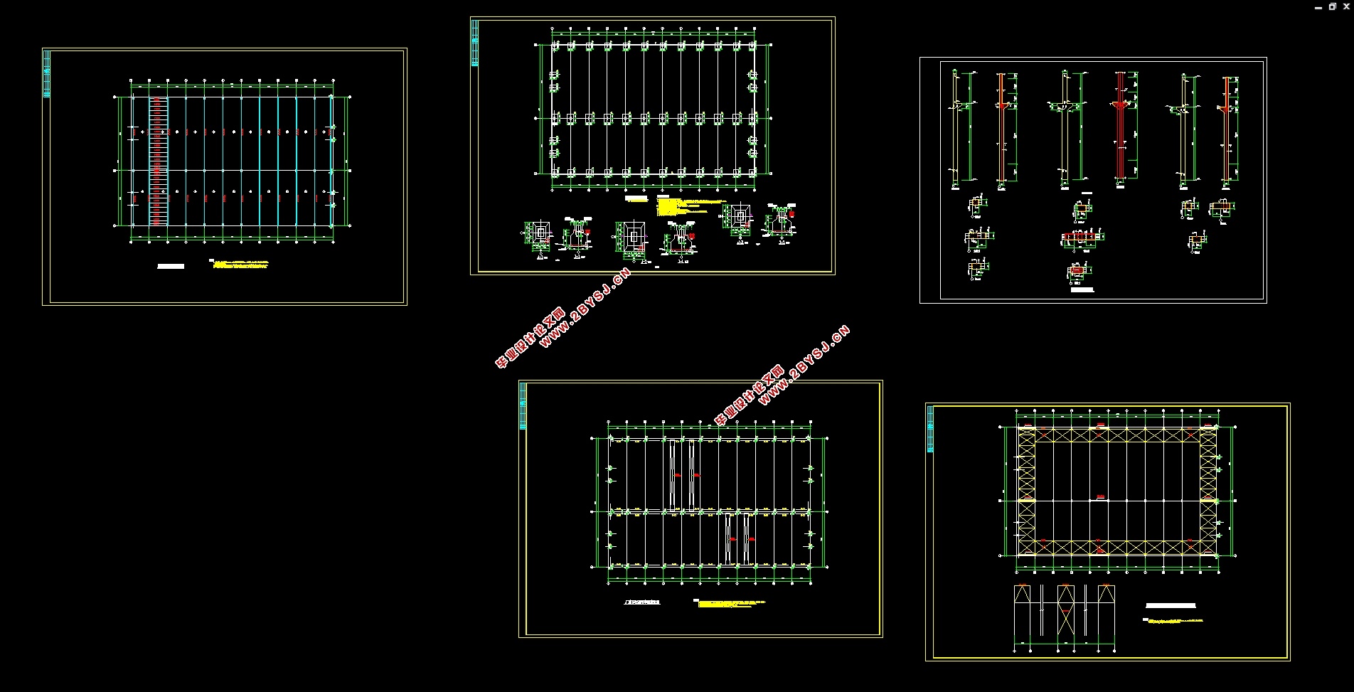 单层2772平米双跨生产车间厂房结构设计(建筑图,结构图)