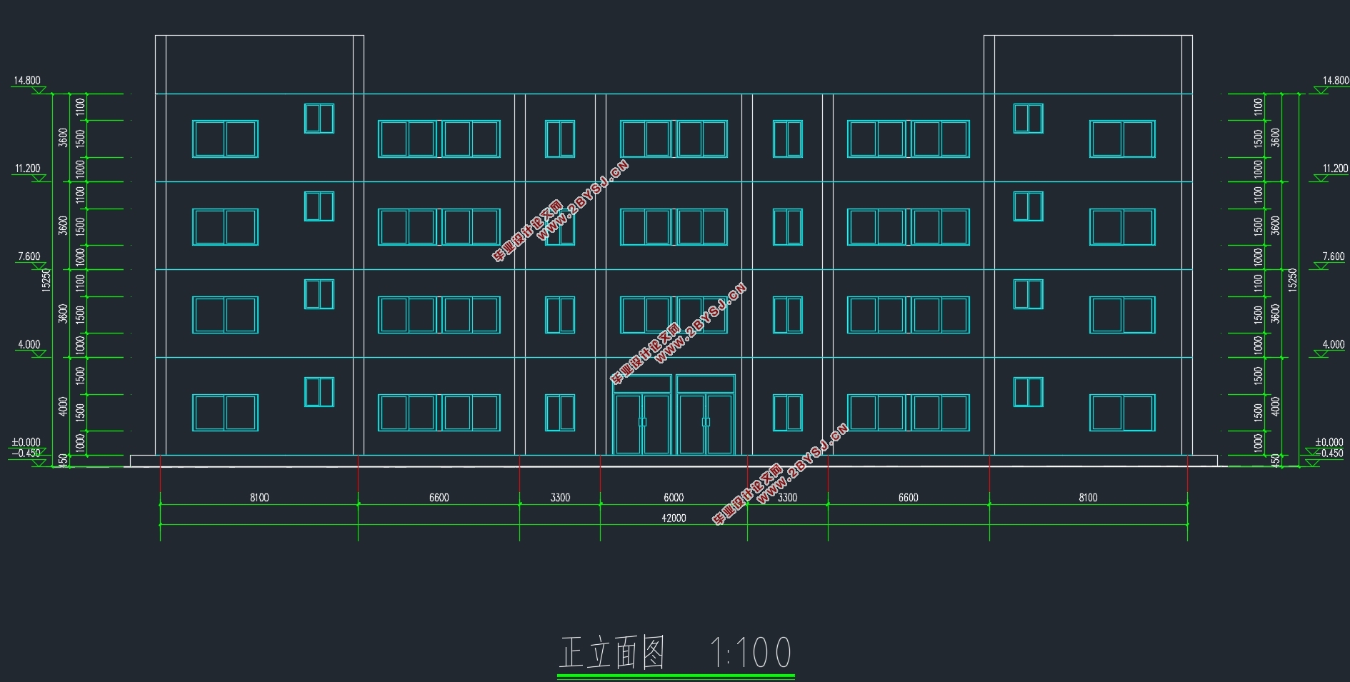 四层2520平米徐州某开发区办公楼设计(含建筑图结构图节能图)