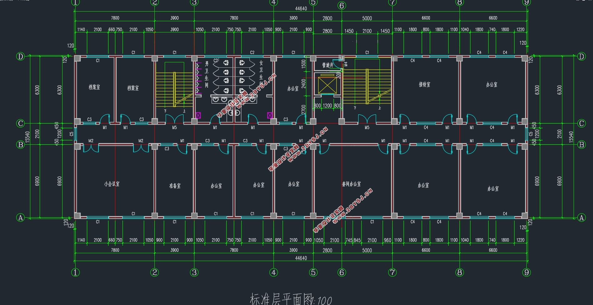 天山区六层4436平米财政局综合办公楼设计(建筑图结构图)