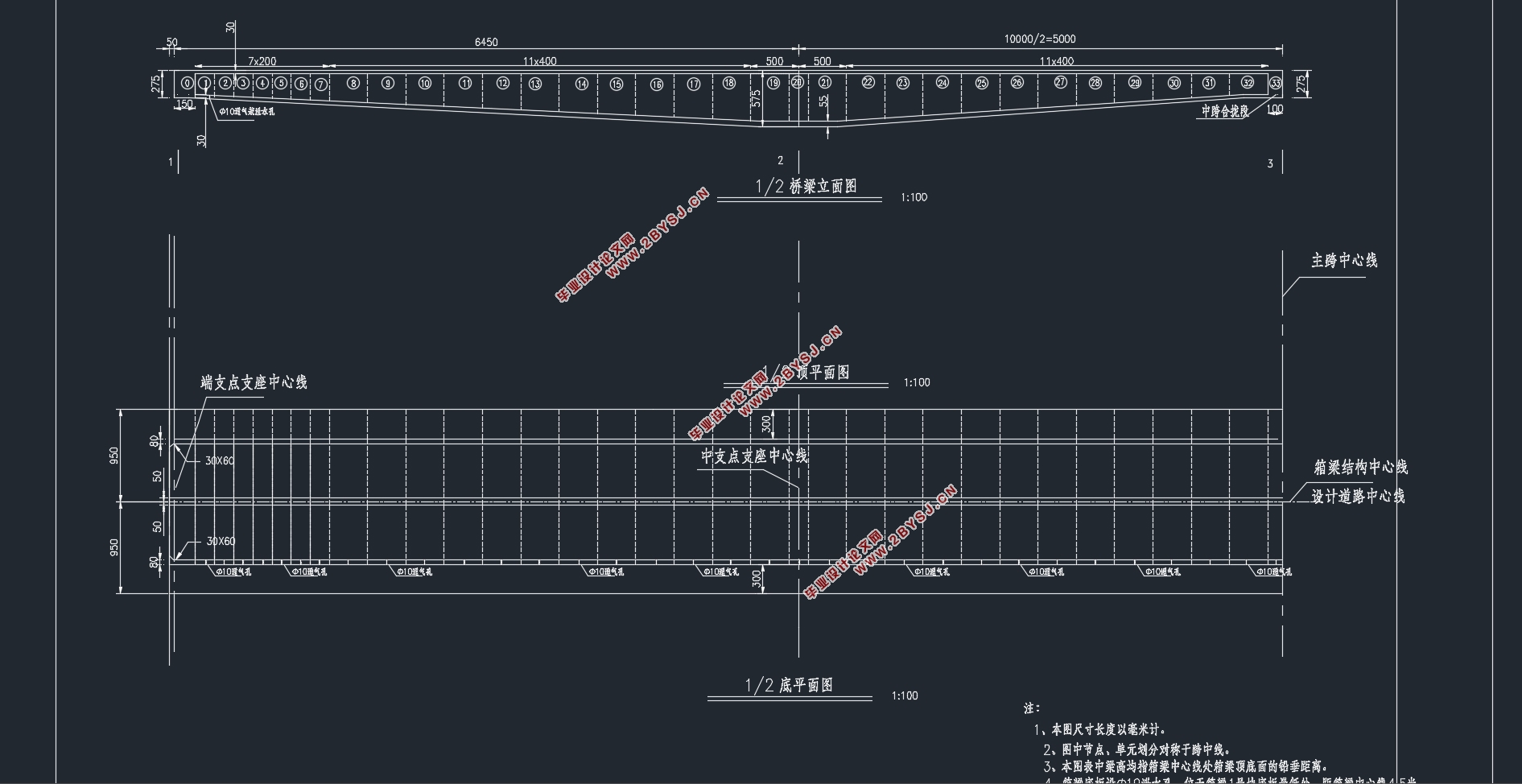 公路65m+100m+65m预应力混凝土连续梁桥设计(含CAD图,Midas模型)