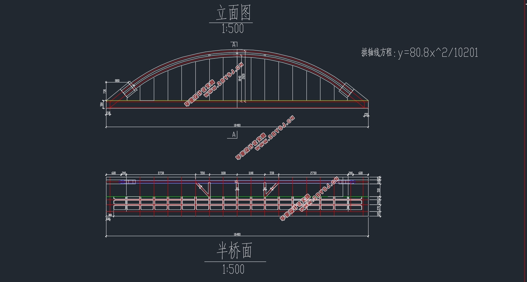 苗家坪大理河104m跨铁路桥设计(含CAD图)