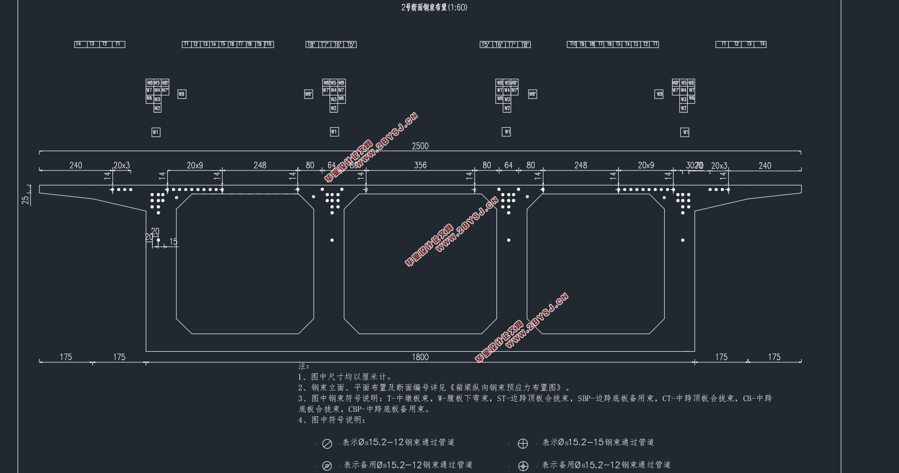 60+90+60m预应力钢筋混凝土梁桥施工图设计(含CAD图,midas模型)