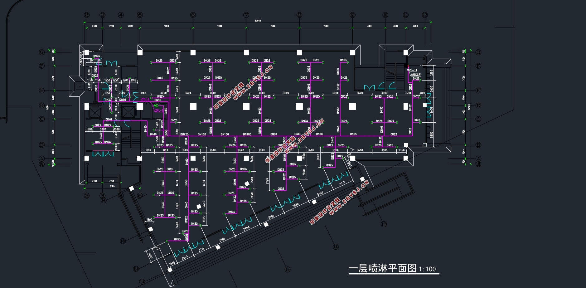 高层建筑(地下一层地上十一层)江浦小区酒店公寓给排水设计(附CAD图)