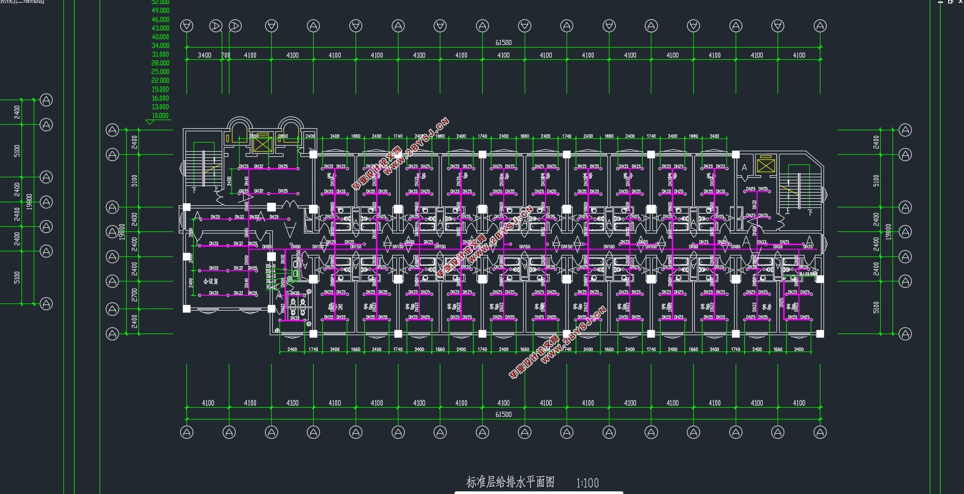 二十二层安东大酒店建筑给排水工程设计(附CAD施工图)