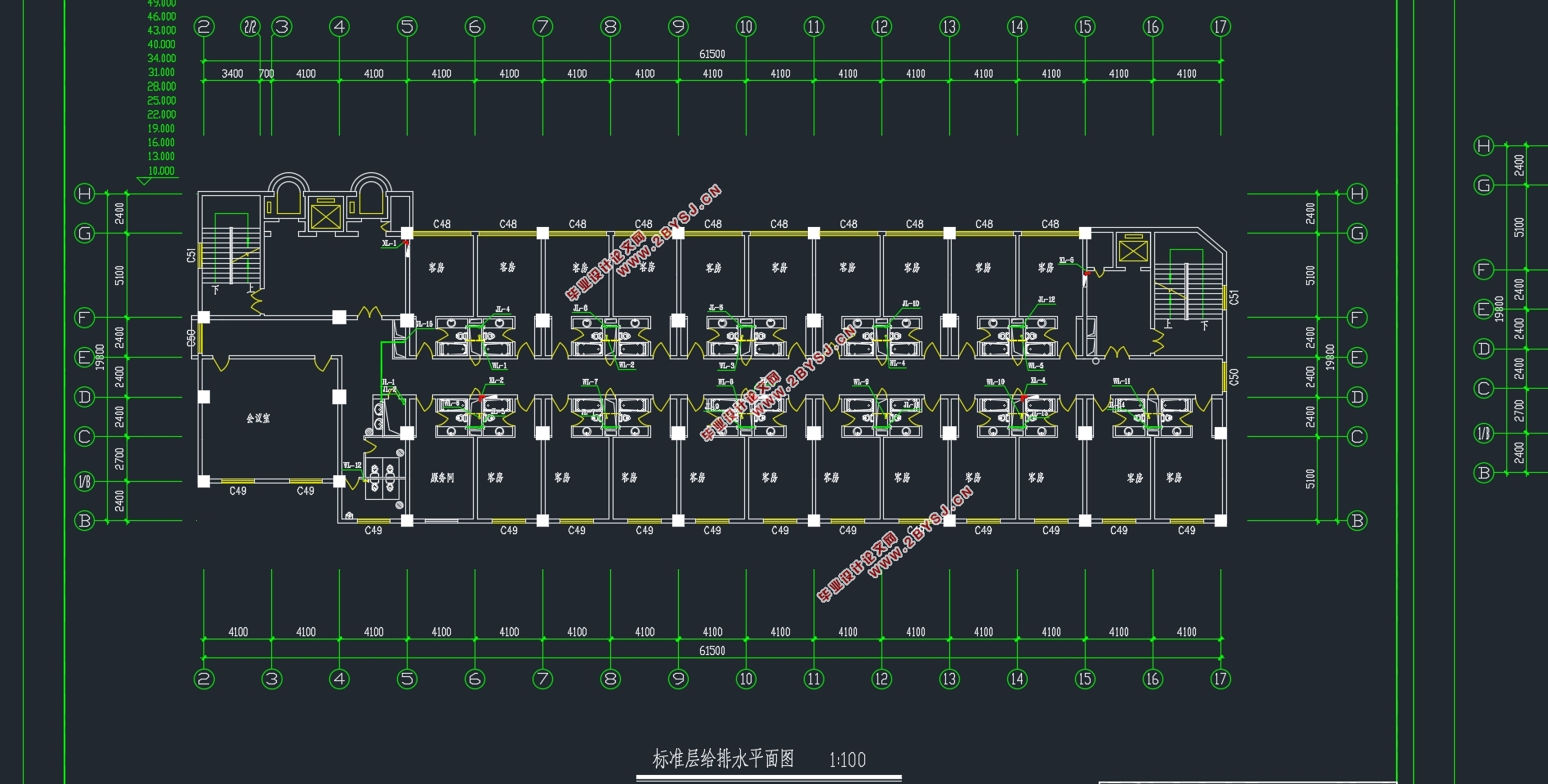 二十二层安东大酒店建筑给排水工程设计(附CAD施工图)