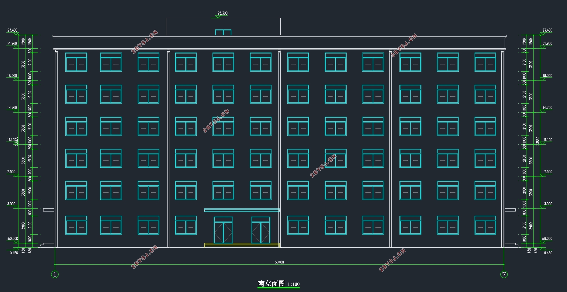 五层5034平米食品有限公司办公楼设计(含建筑图结构图)
