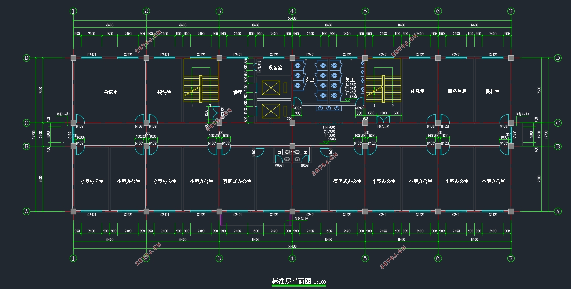 五层5034平米食品有限公司办公楼设计(含建筑图结构图)