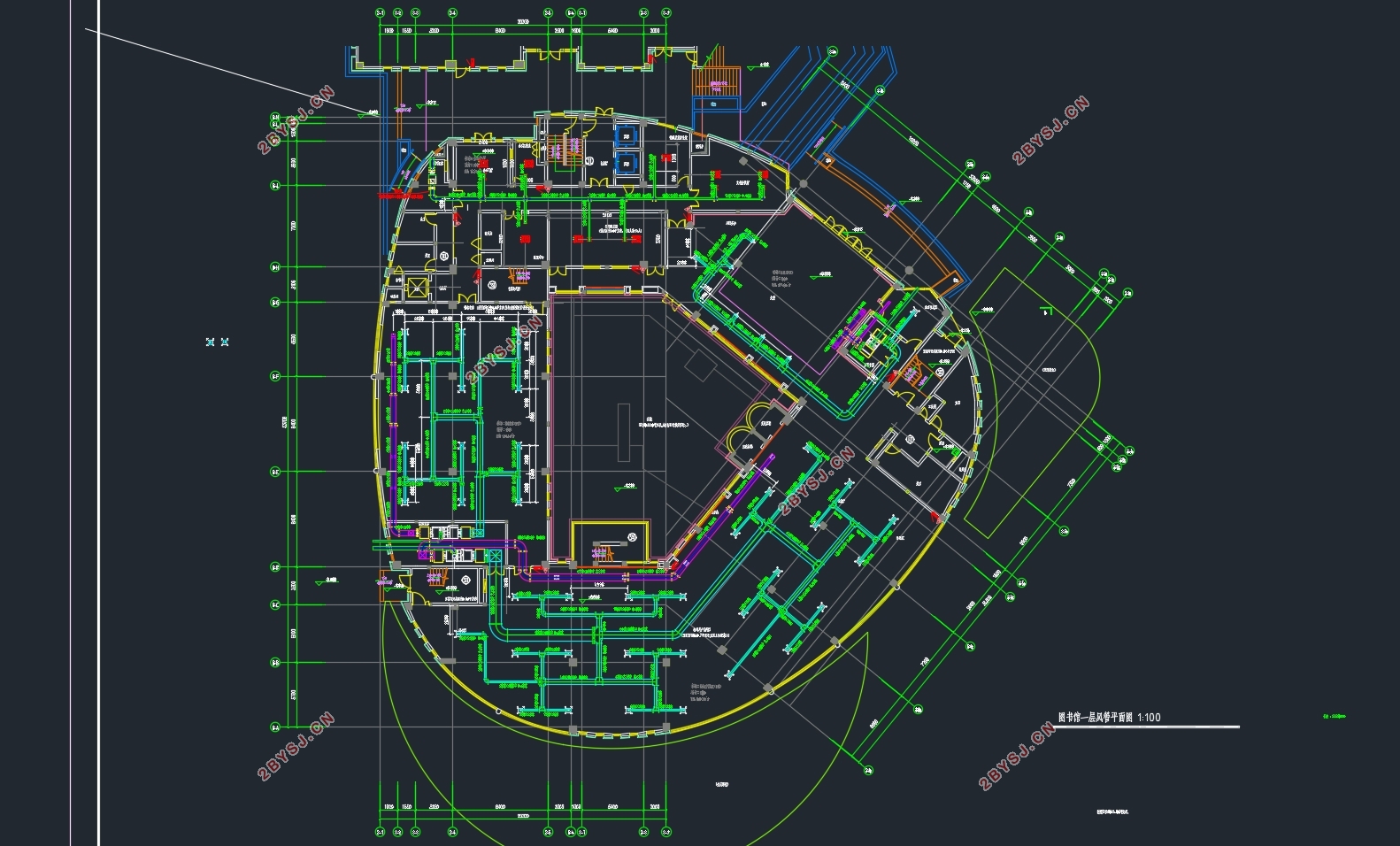 上海市某图书馆空调工程设计及通风防排烟(含CAD图)