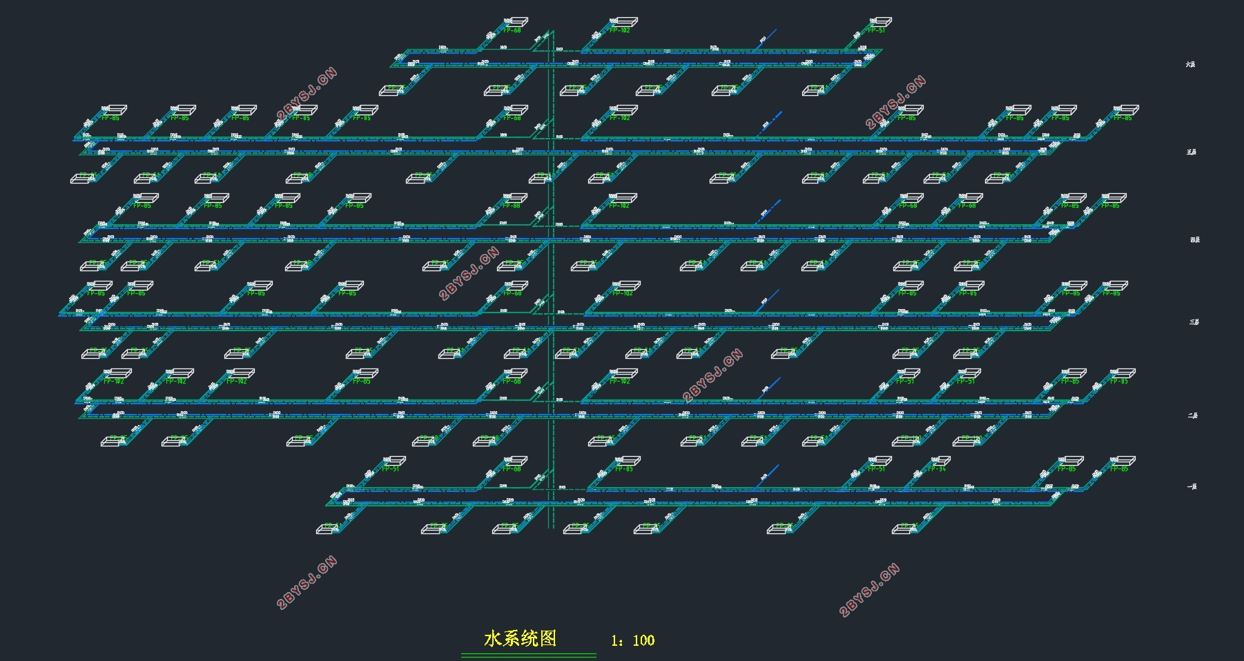 六层西安电力公司办公楼空调设计(含CAD图)