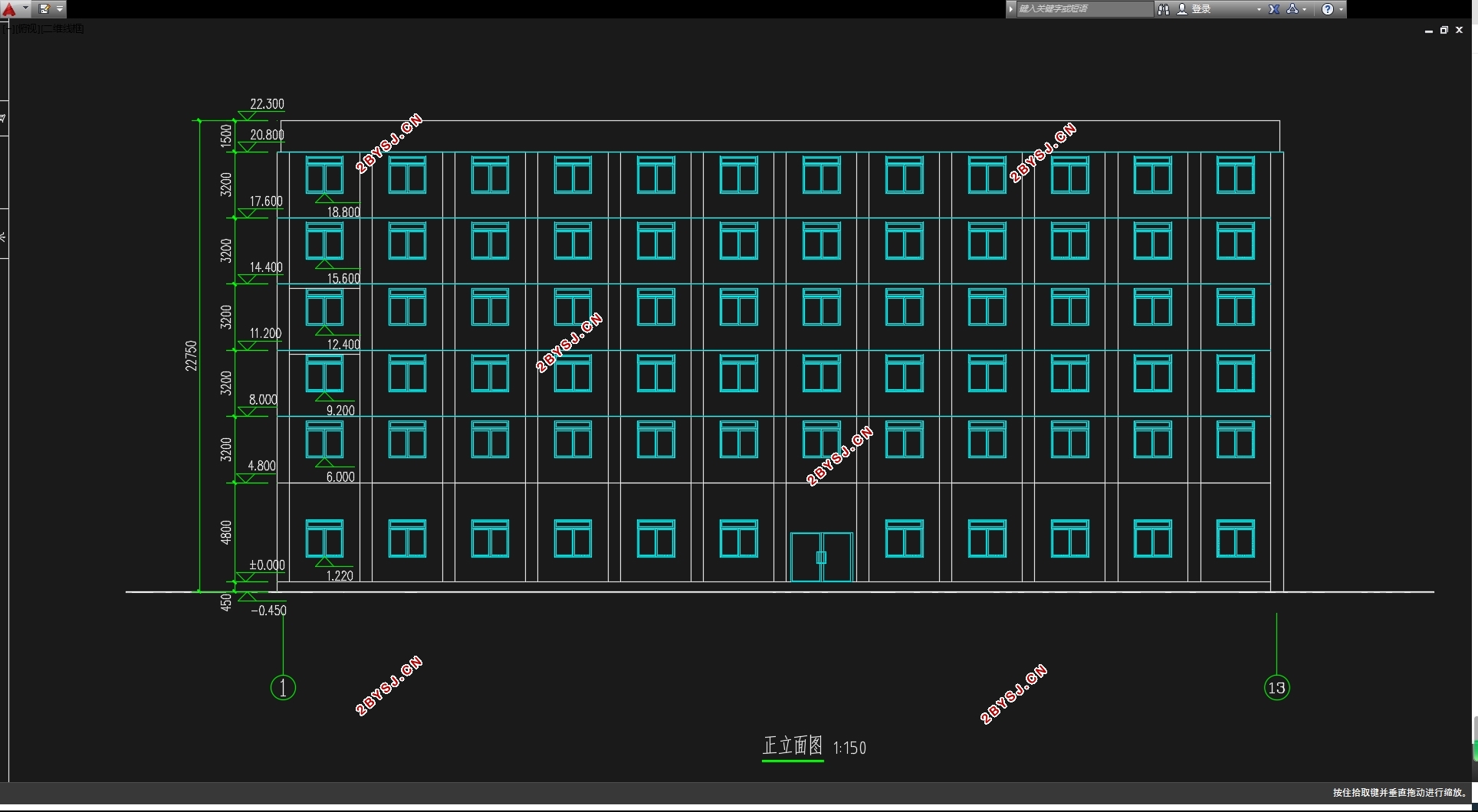 六层5950平米南通某政府办公楼设计(含建筑图结构图)