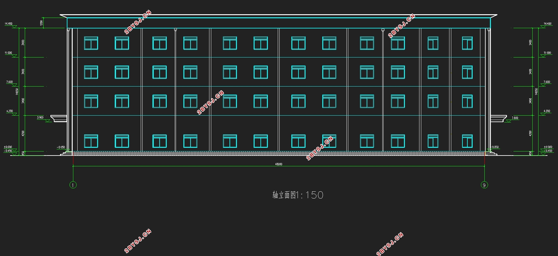 四层3052平米连云港某学校教学楼设计(含建筑图结构图,施工组织)