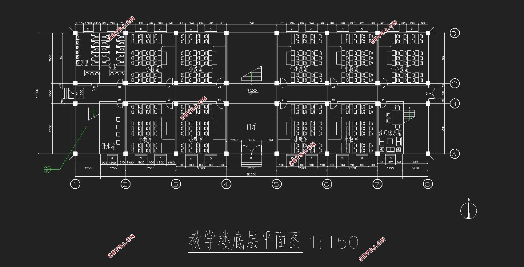 四层3780平米连云港市某学校教学楼设计(含建筑图结构图,施工组织)
