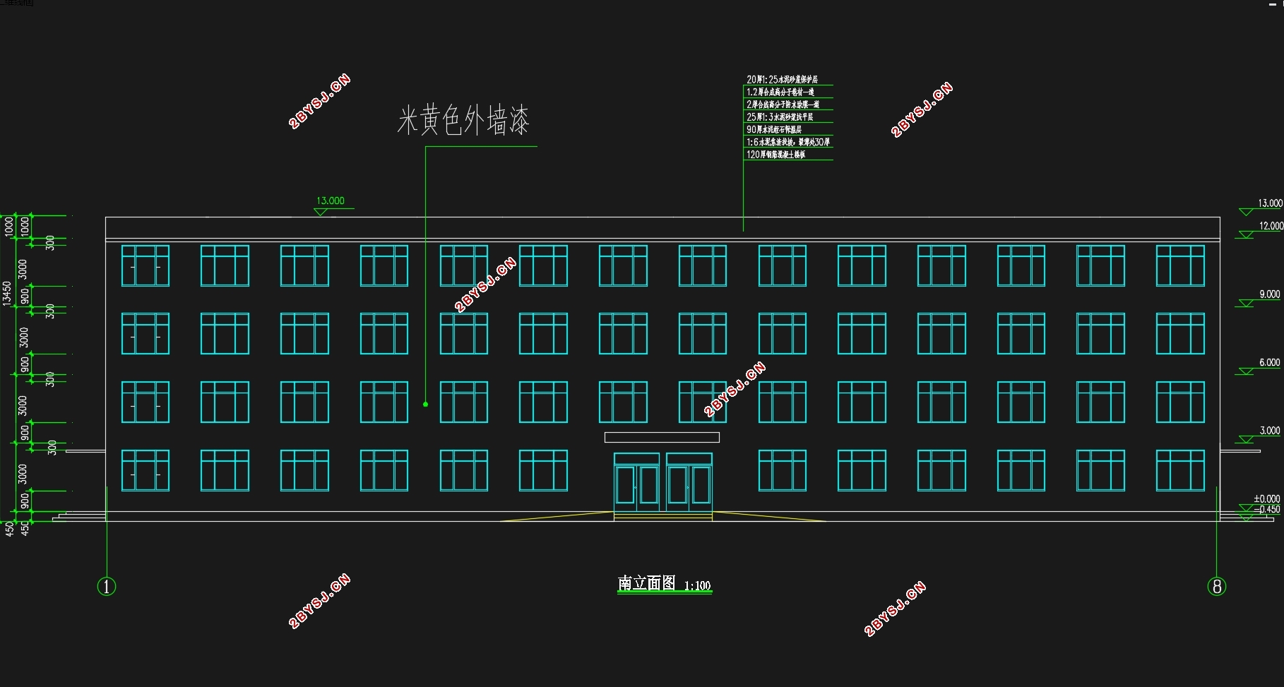 四层2880平米常州某学院公寓楼设计(含CAD建筑结构图)