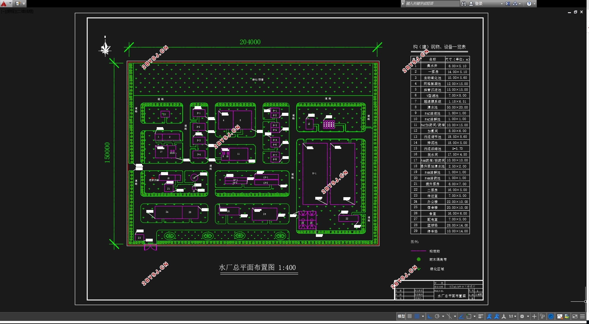 5万m3/d给水工程设计(含CAD图)