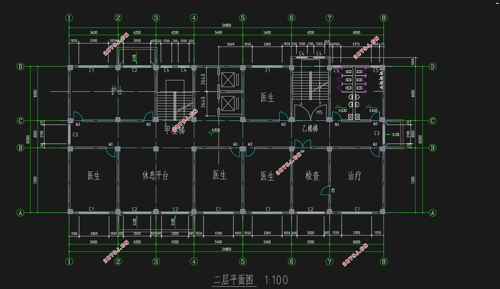 洛阳市六层3560平米人民医院门诊楼设计(含建筑图结构图)
