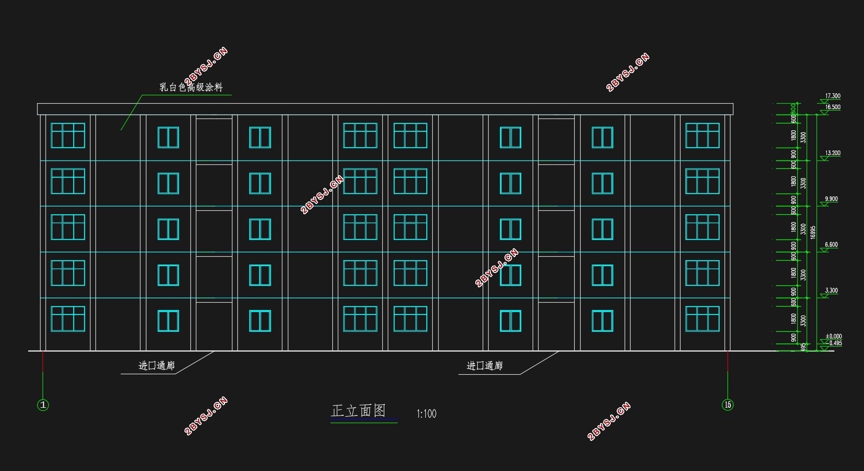 五层4950平米扬州某住宅楼设计(含建筑图结构图,施工组织)