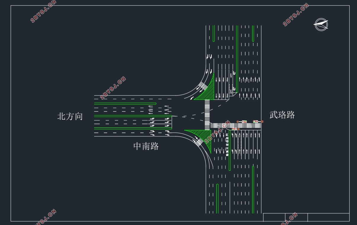 中南路口左转逆向可变车道设计与控制(含CAD图)