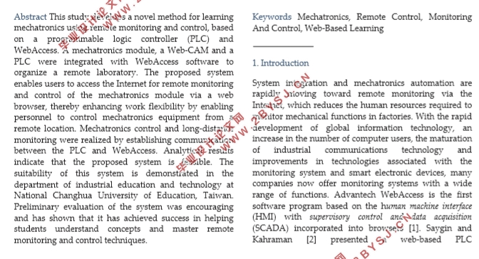 基于PLC的控制系统远程监控的发展和用WebAccess学习机电一体化