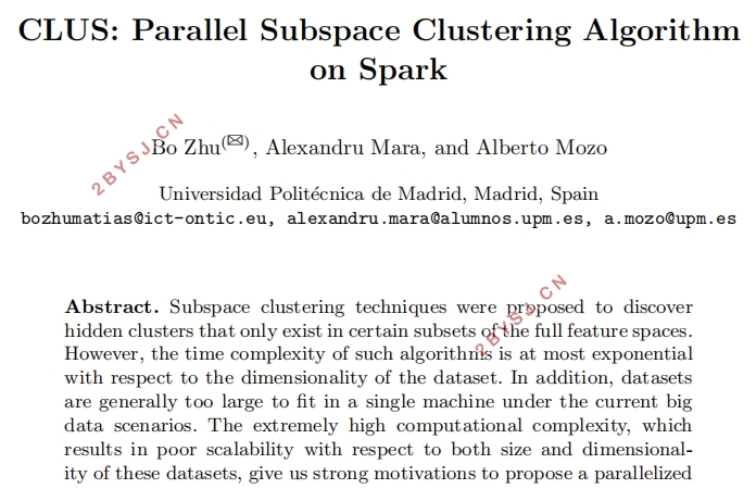CLUS:基于Spark集群的并行子空间聚类算法