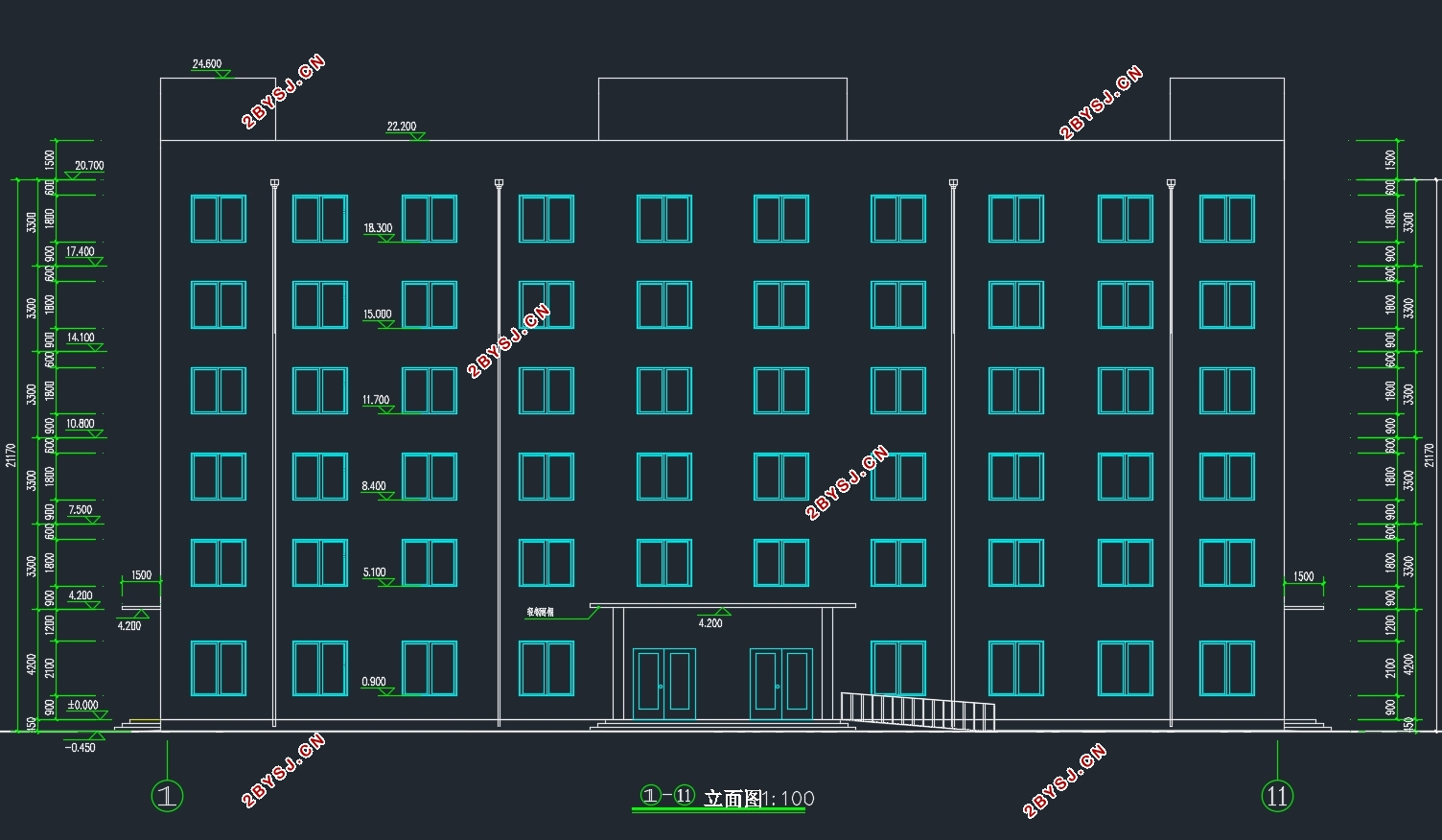 六层4140m2武汉某置业有限公司办公综合楼设计(含建筑图结构图)