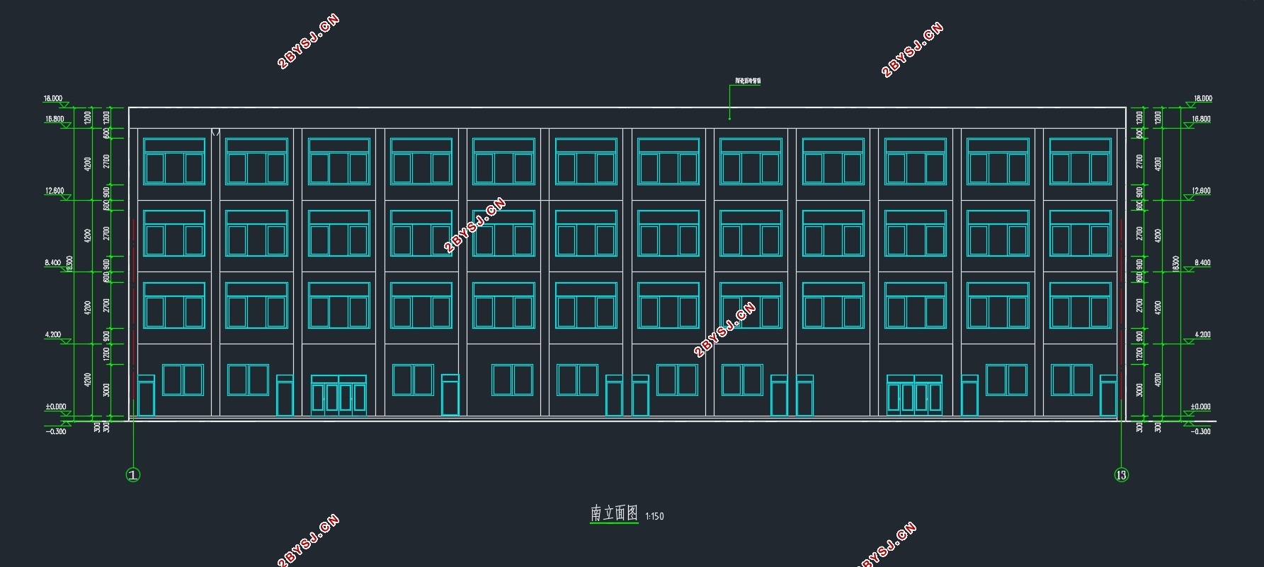 四层2400平米南京市某小学新校区教学楼设计(含建筑图结构图)