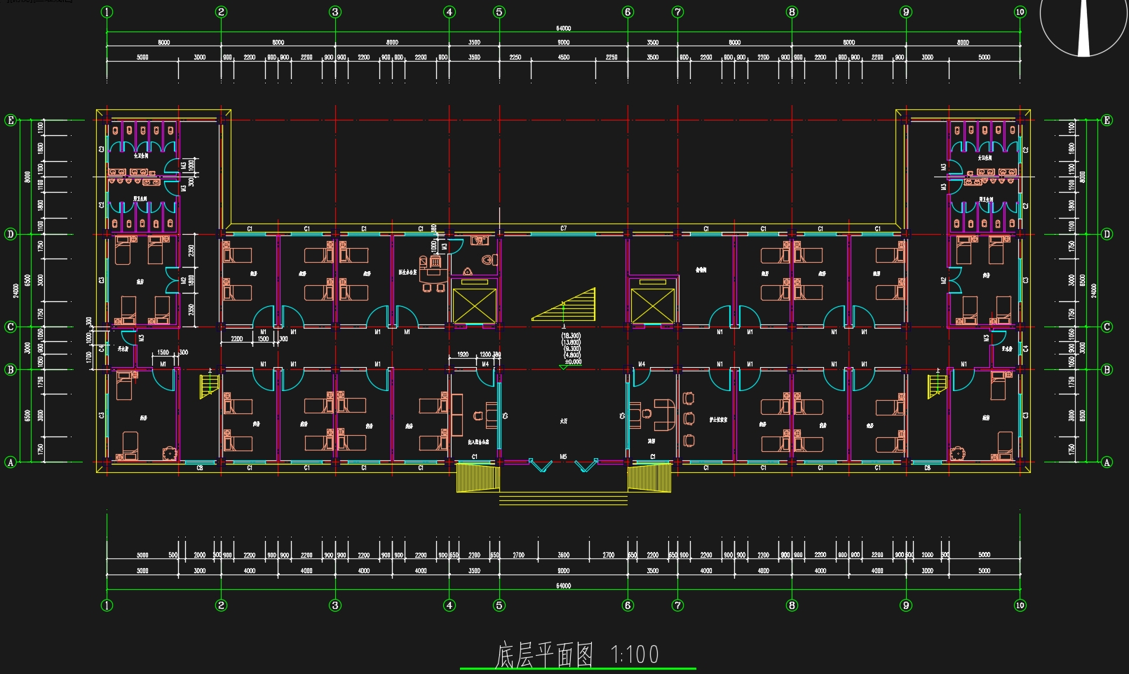 四层5000平米南京某医院住院楼设计(含建筑图结构图,施工组织)