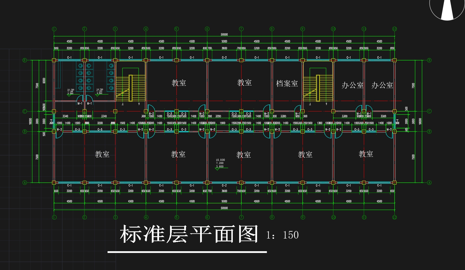三跨五层5000平米溧阳市某中学教学楼设计(含建筑图结构图)