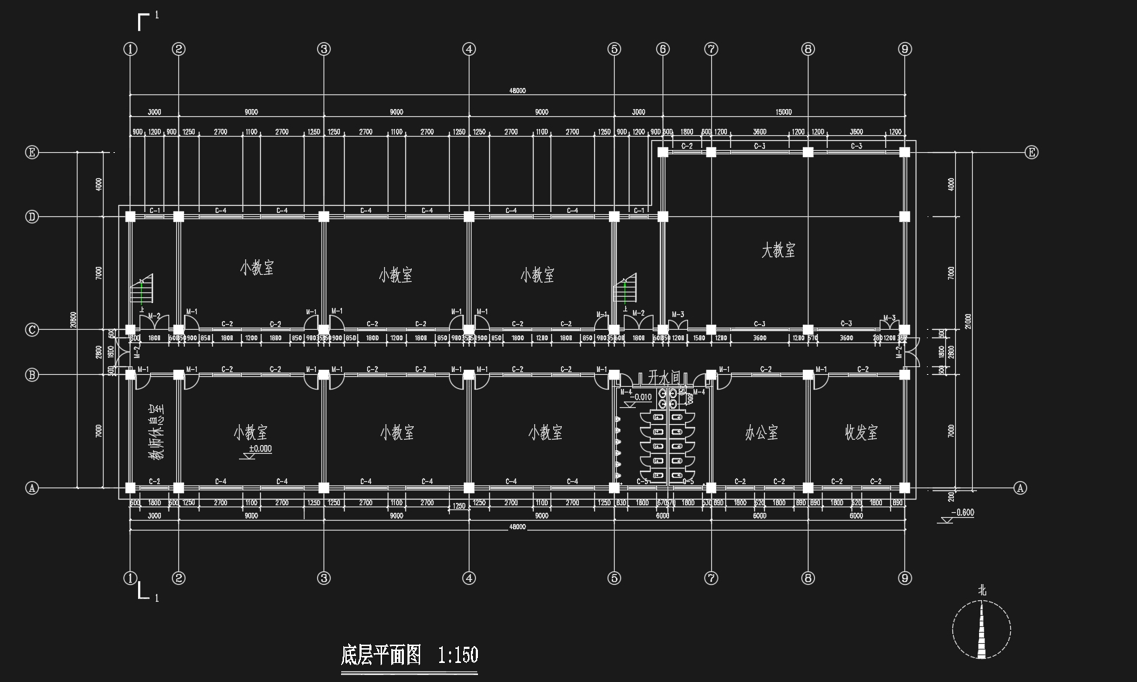 五层5000平米常州某高级中学教学楼设计(含建筑图结构图)
