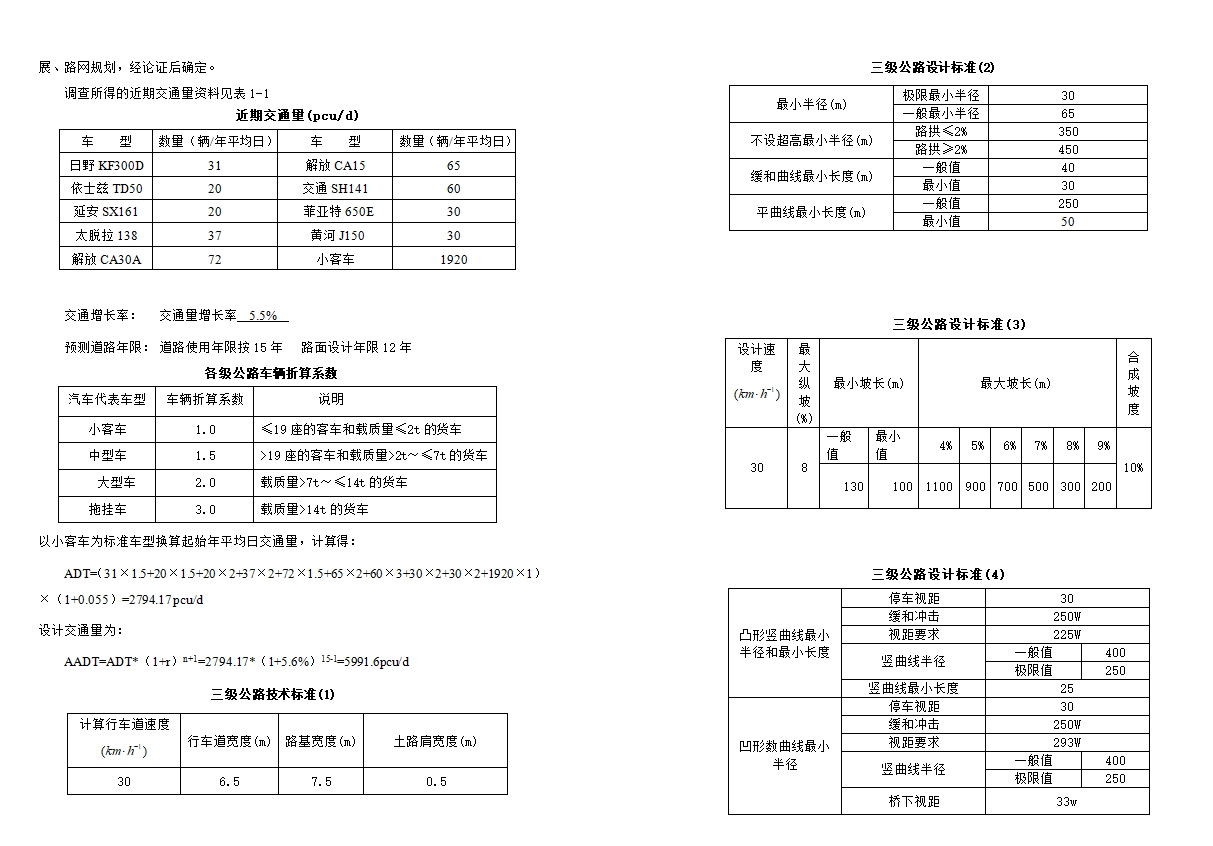 广西南宁地区某地段三级公路设计(含CAD图)