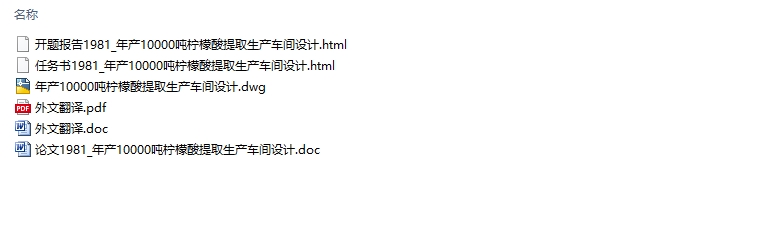 年产10000吨柠檬酸提取生产车间设计(含CAD图)